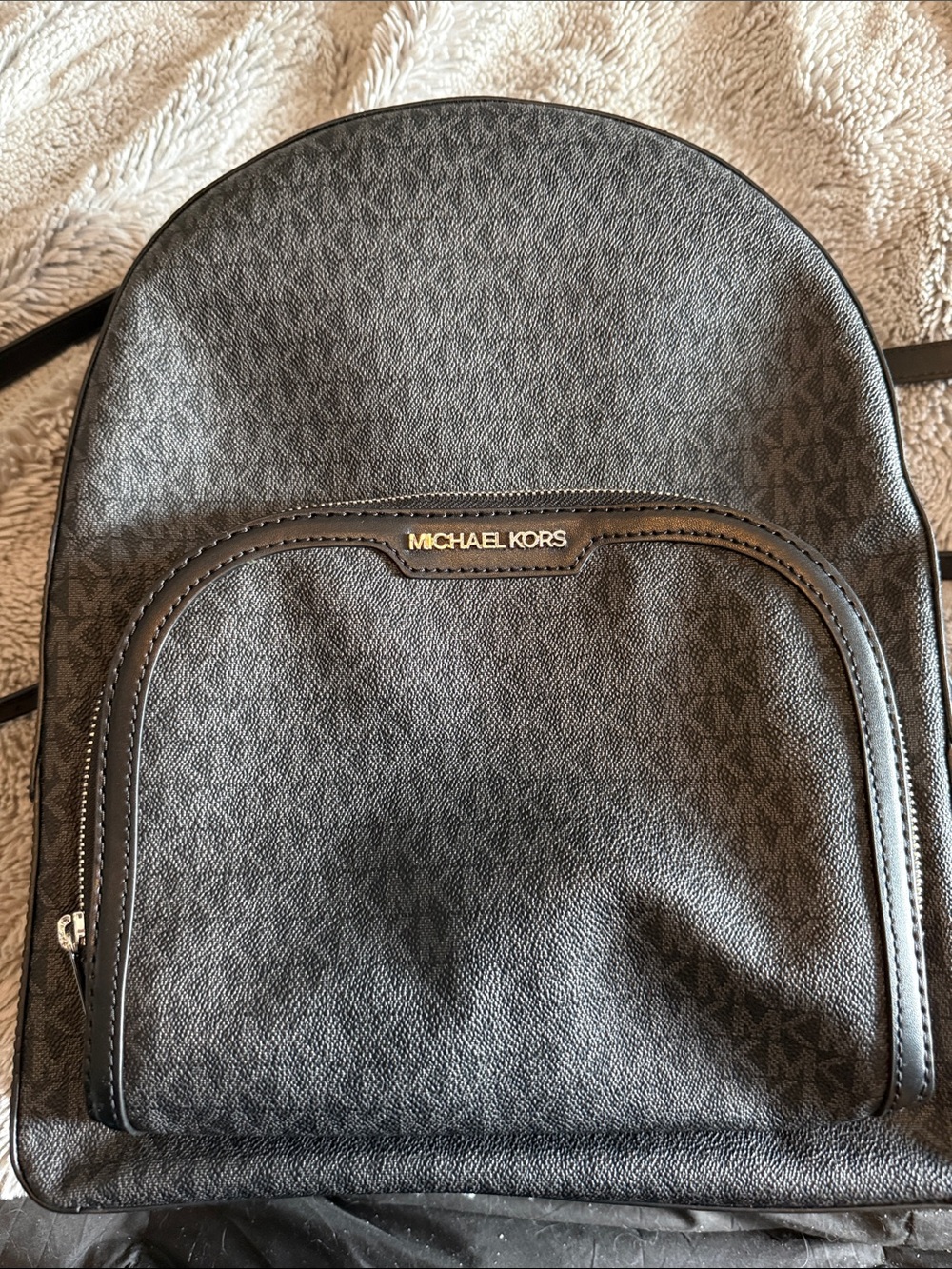 Michael Kors large Black Gray Logo Backpack